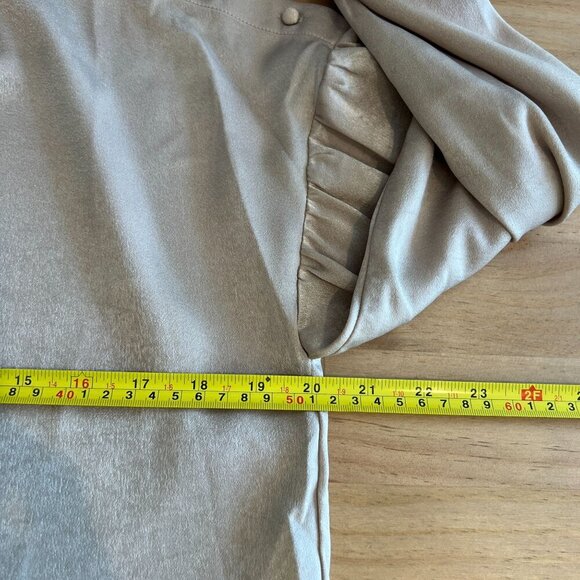 Evidnt Womens Stand Collar Long Sleeve Blouse XS in Taupe Brush - Picture 8 of 10